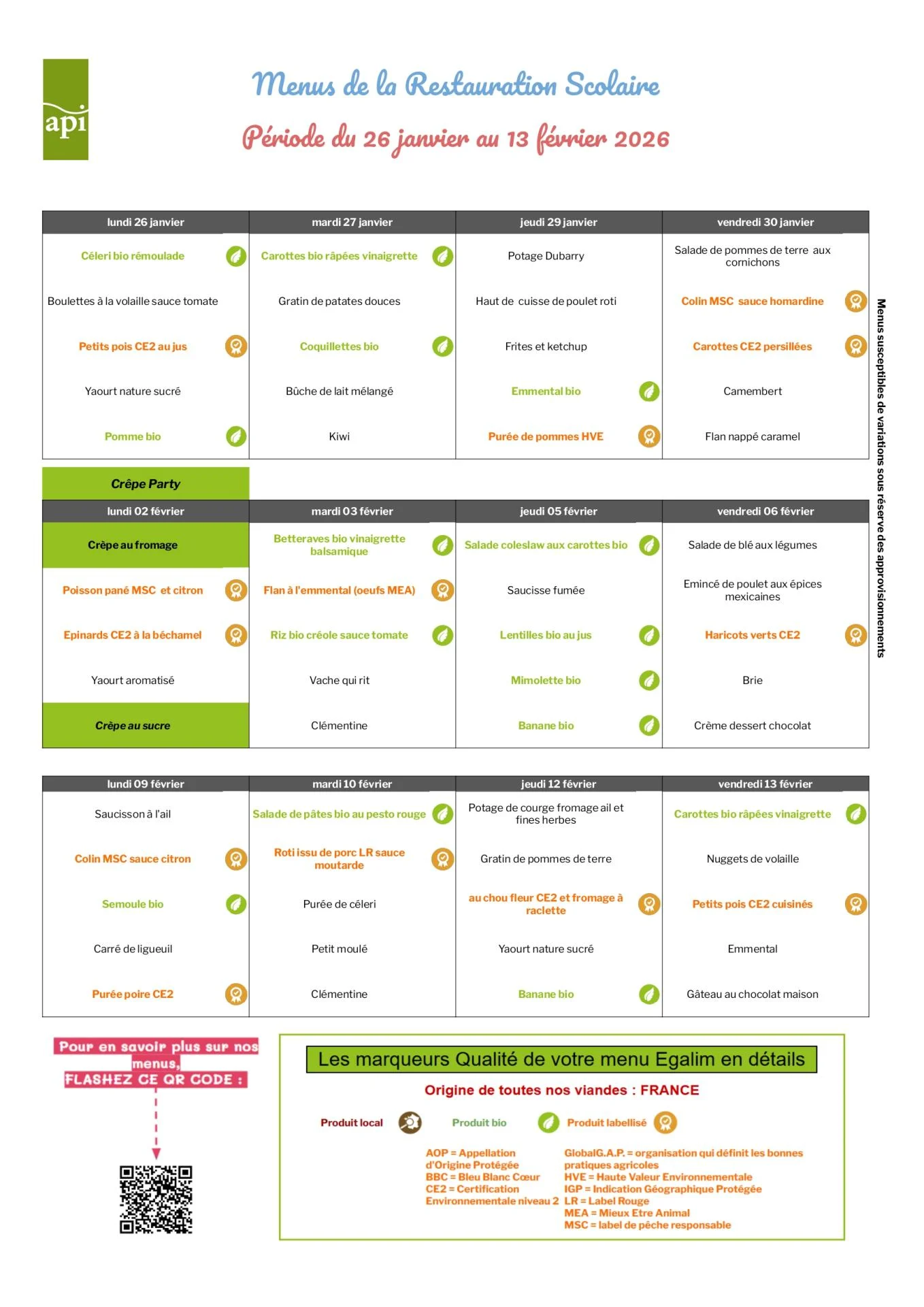 Menus janvier fevrier 2026